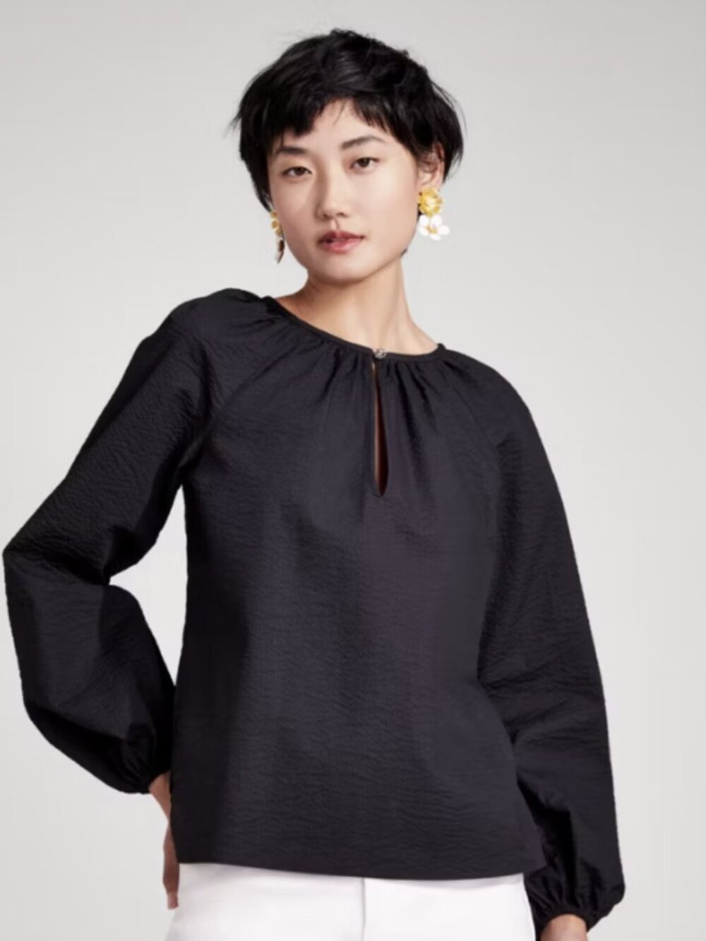 Kate Spade Solid Seersucker Top Size XL